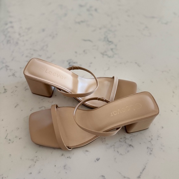 Nude Block Heel Sandals - Picture 1 of 4